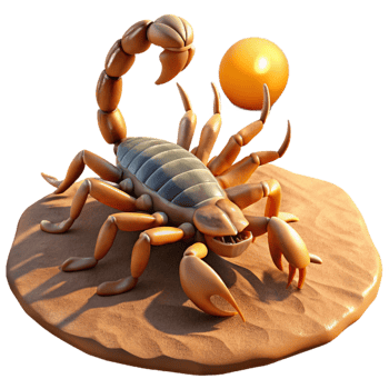 stunning creative A scorpion in the desert, harsh sunlight, detailed texture 4K png