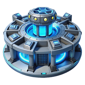 stunning contemporary A futuristic space station with rotating sections and glowing blue energy panels, starfield background, cinematic lighting. Sci-fi, space opera, epic scale genuine png