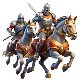 beautiful abstract A group of brave knights in shining armor, charging into battle on horseback. Dramatic, action-packed lighting, medieval fantasy style genuine png