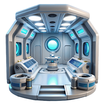 wonderful vintage Space station interior, futuristic technology, sterile white lighting, sci-fi style premium png