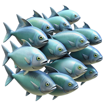 stunning traditional A school of fish swimming in unison, underwater scene, natural lighting 4K png