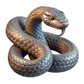 impressive contemporary A coiled rattlesnake, scales shimmering in the desert sun, with a detailed, reptilian illustration style detailed png