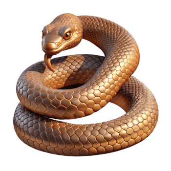 stunning traditional A coiled rattlesnake, scales shimmering in the desert sun, with a detailed, reptilian illustration style high quality png