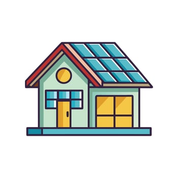 Charming House with Innovative Solar Panel Design vector
