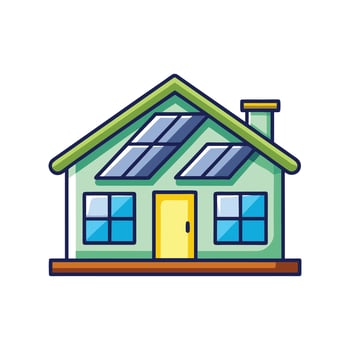 Beautiful Home Showcasing Modern Solar Panel Features vector