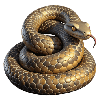 impressive vintage A coiled rattlesnake, scales gleaming in the dappled sunlight of a desert canyon, photorealistic style high resolution png