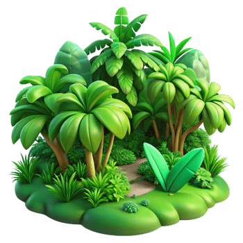 stunning modern A lush tropical rainforest, vibrant green hues, humid atmosphere, vibrant style genuine png