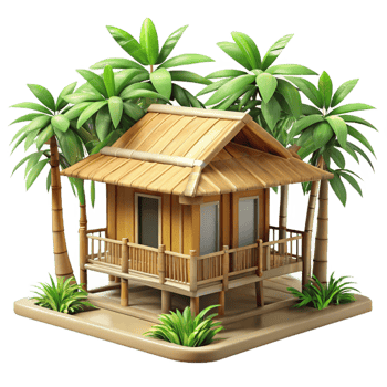 serene modern Bamboo house, sustainable materials, natural ventilation, tropical style high resolution png