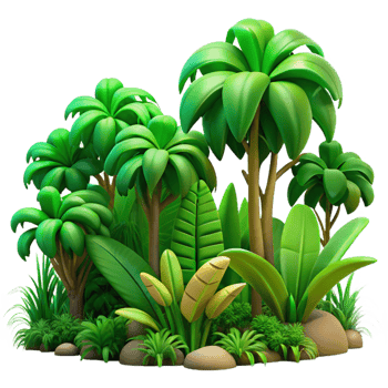 beautiful vintage A lush tropical rainforest, vibrant green hues, humid atmosphere, vibrant style high resolution png
