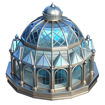 beautiful abstract Crystal palace, intricate glass and metal structure, light-filled interior, futuristic architecture exclusive png
