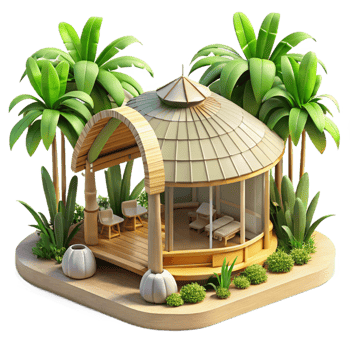 impressive vintage Bamboo house, sustainable architecture, tropical setting, open-air design, eco-friendly style 4K png