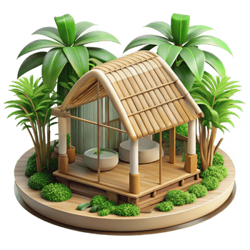 magnificent vintage Bamboo house, sustainable architecture, tropical setting, open-air design, eco-friendly style high quality png