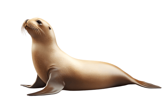 A marine mammal with sleek fur whiskers and flippers resting on a transparent background png
