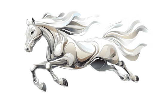 Abstract Silver Horse Dynamic Pose Elegant Equine Art Graceful Movement png