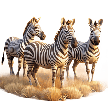 serene classic A group of zebras grazing on the African savanna, bathed in the warm light of late afternoon, in a photorealistic style authentic png