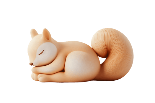 Sleeping Cartoon Squirrel Cute 3D Render Fluffy Tail Animal Illustration png