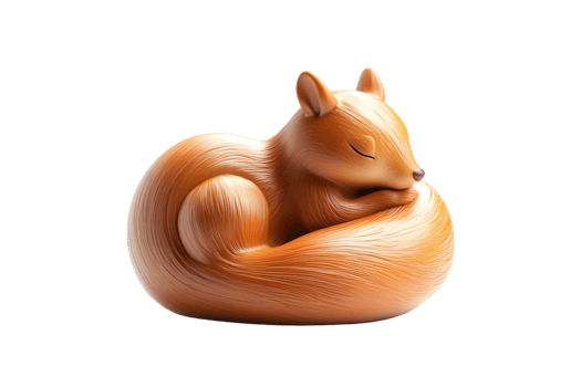 Sleeping CurledUp Squirrel 3D Render Cute Animal Illustration png