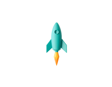 3D Render of a Blue Rocket Flying into Space png