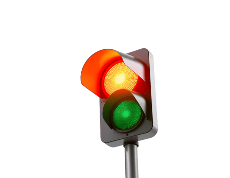 Traffic Light with Red, Yellow, and Green Lights Illuminated png