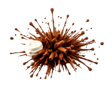 Chocolate splash with cream isolated on a transparent background. png