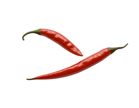 Two vibrant red chili peppers, perfect for adding a spicy kick to any dish png