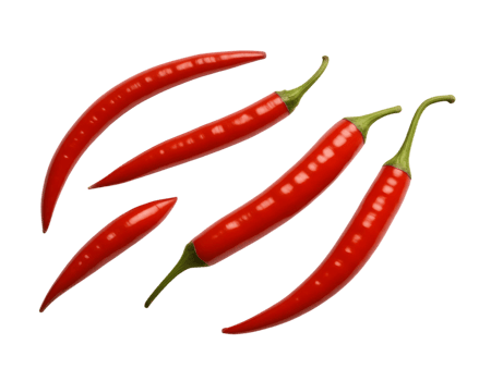 Red chili peppers isolated on transparent background. png
