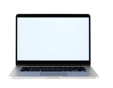 Laptop with white screen isolated on transparent background. png