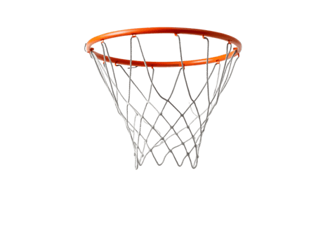 Basketball hoop with orange rim and white net png