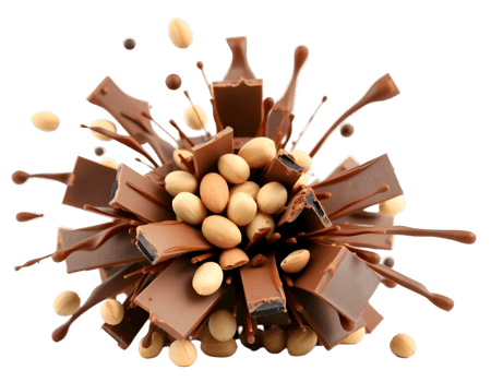 Exploding chocolate bar with peanuts png