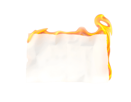 Burning sheet of paper with orange flames png