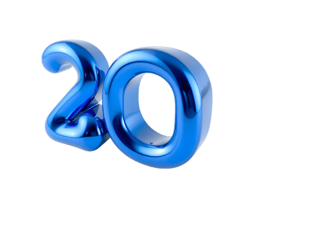 Blue metallic number 20 isolated png