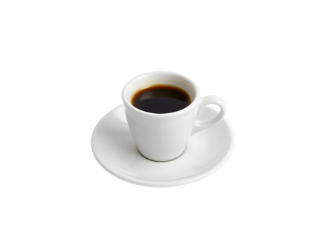 A cup of espresso on a white saucer png