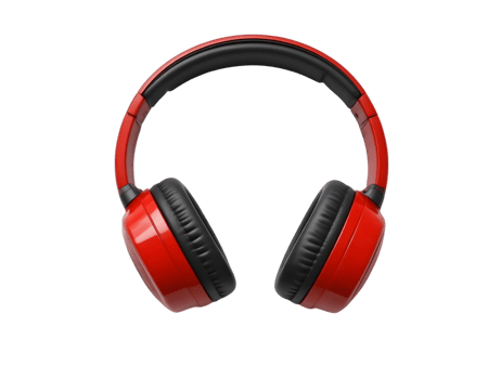 Red wireless headphones isolated on transparent background png