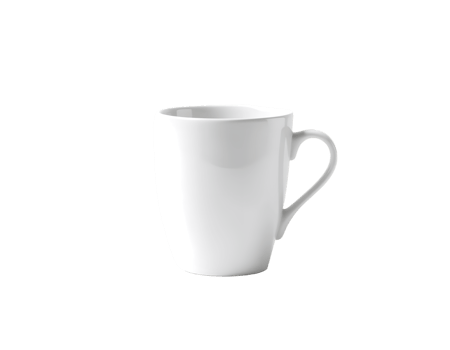 White ceramic mug with handle on transparent background png