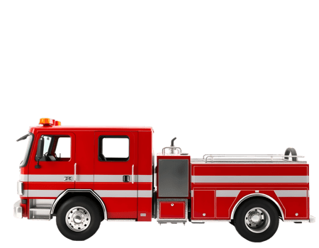 Side view of a red fire truck with white stripes png