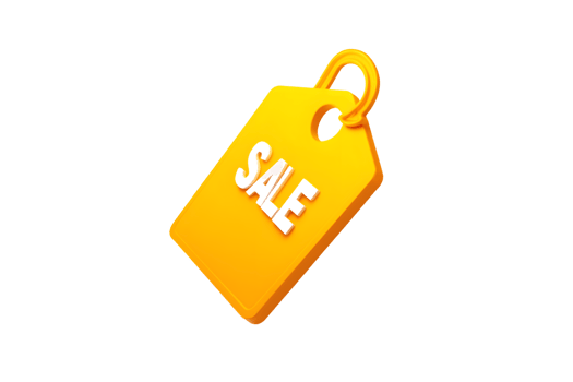 Bright Yellow Sale Tag with Bold Lettering Perfect for Retail Promotions and Discounts EyeCa png
