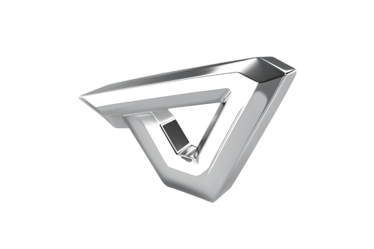 3D Rendered Metallic Triangle Logo Design with Geometric Precision and Modern Appeal png