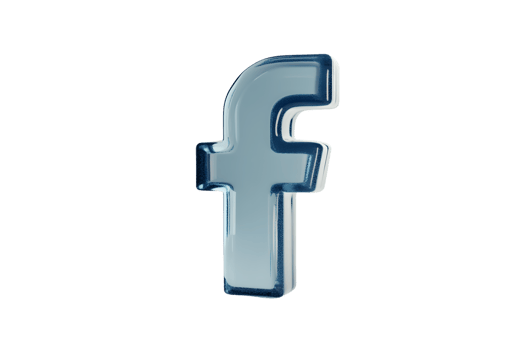 A glossy threedimensional letter F icon on a black background for digital and social media de png