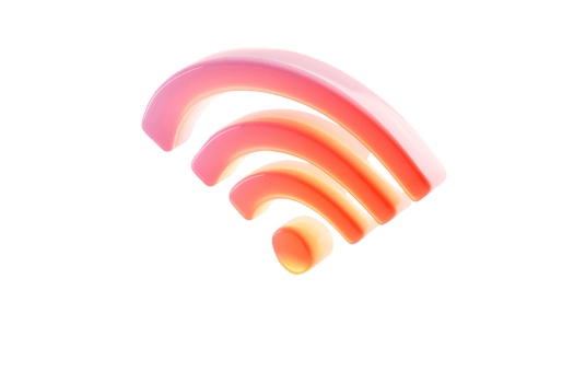 Glowing WiFi Symbol in 3D Design with Vibrant Colors for Technology and Connectivity Concepts png