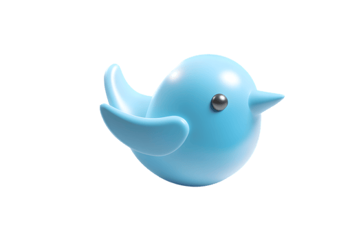 Stylized Blue Bird Icon with Smooth Curves and Modern Design for Digital Communication Concepts png