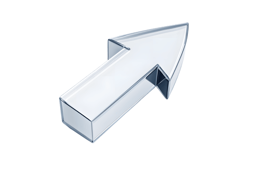 3D Metallic Arrow Icon Pointing Upwards for Business Growth and Progress png