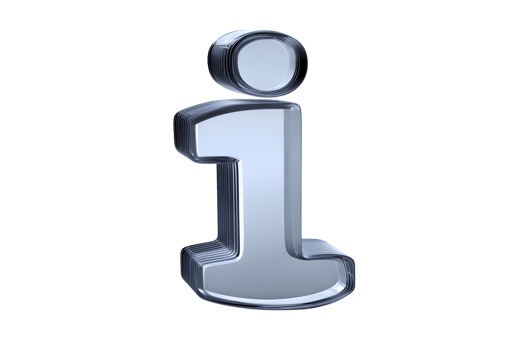 3D Rendered Information Symbol with Metallic Finish and Glossy Texture for Modern Design Projec png