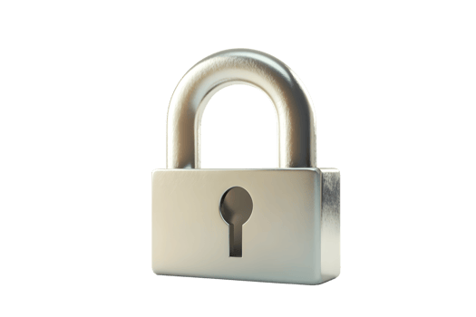 Secure Metallic Padlock with Keyhole Safety Protection and Security Concept png