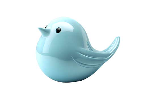 Stylized Blue Bird Sculpture with Smooth Curves and Glossy Finish for Artistic and Decorative P png