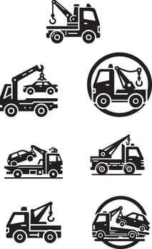 tow truck icons set vector
