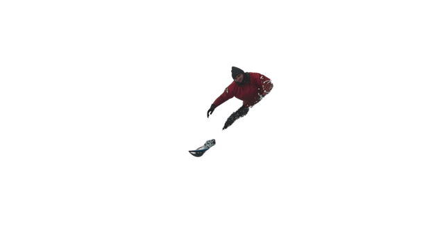 Snowboarder in Action Dynamic Winter Sports Scene with Snowy Gear and Board png