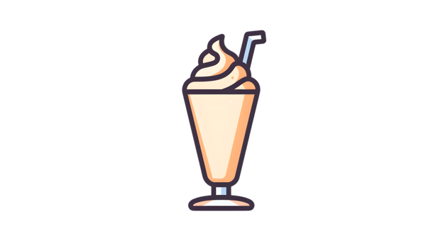 Creamy Milkshake with Whipped Topping and Straw Perfect for Dessert or Beverage Illustrations png