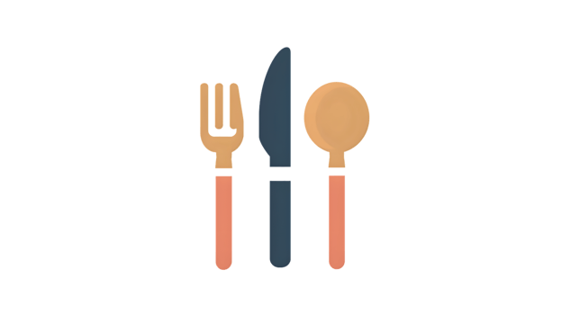 Colorful Cutlery Set Fork Knife and Spoon Icons for Culinary Design png