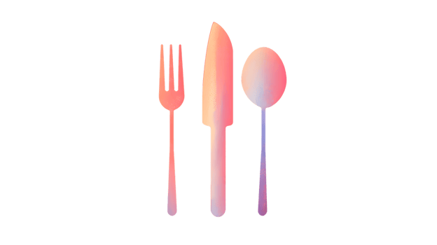 Elegant Gradient Cutlery Set Fork Knife and Spoon with Modern Design for Culinary Themes png