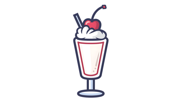 A creamy milkshake topped with whipped cream and a cherry served in a classic glass with straw png